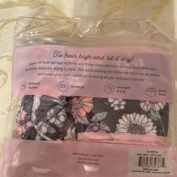 Lemon Lavender high & dry microfiber scrunchie & headband duo NWT - Picture 2 of 3
